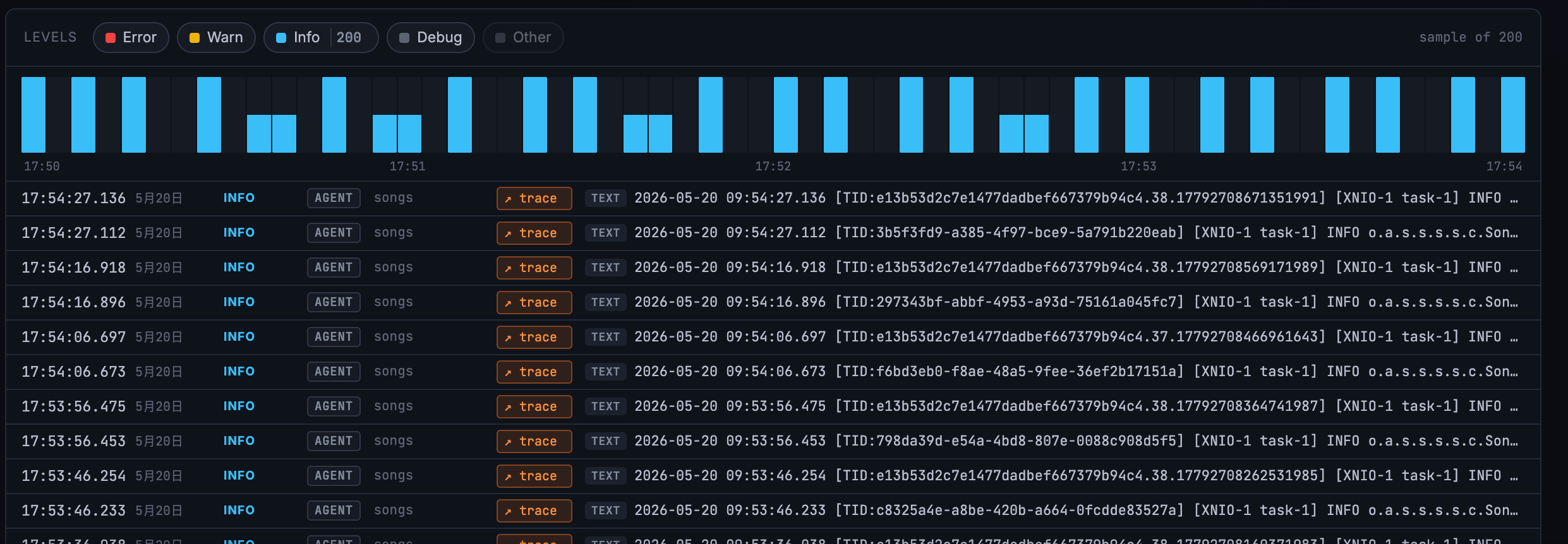SkyWalking logs explorer